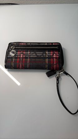 Coach Plaid Signature Wristlet Wallet