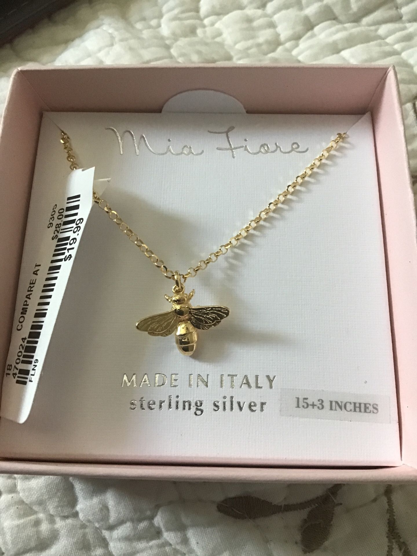 By. MIA. FIARE. STERLING SILVER NECKLACE WITH FLY PENDANT