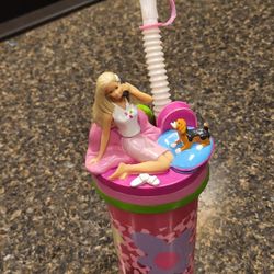 Water Bottle 3D Barbie Lid with straw