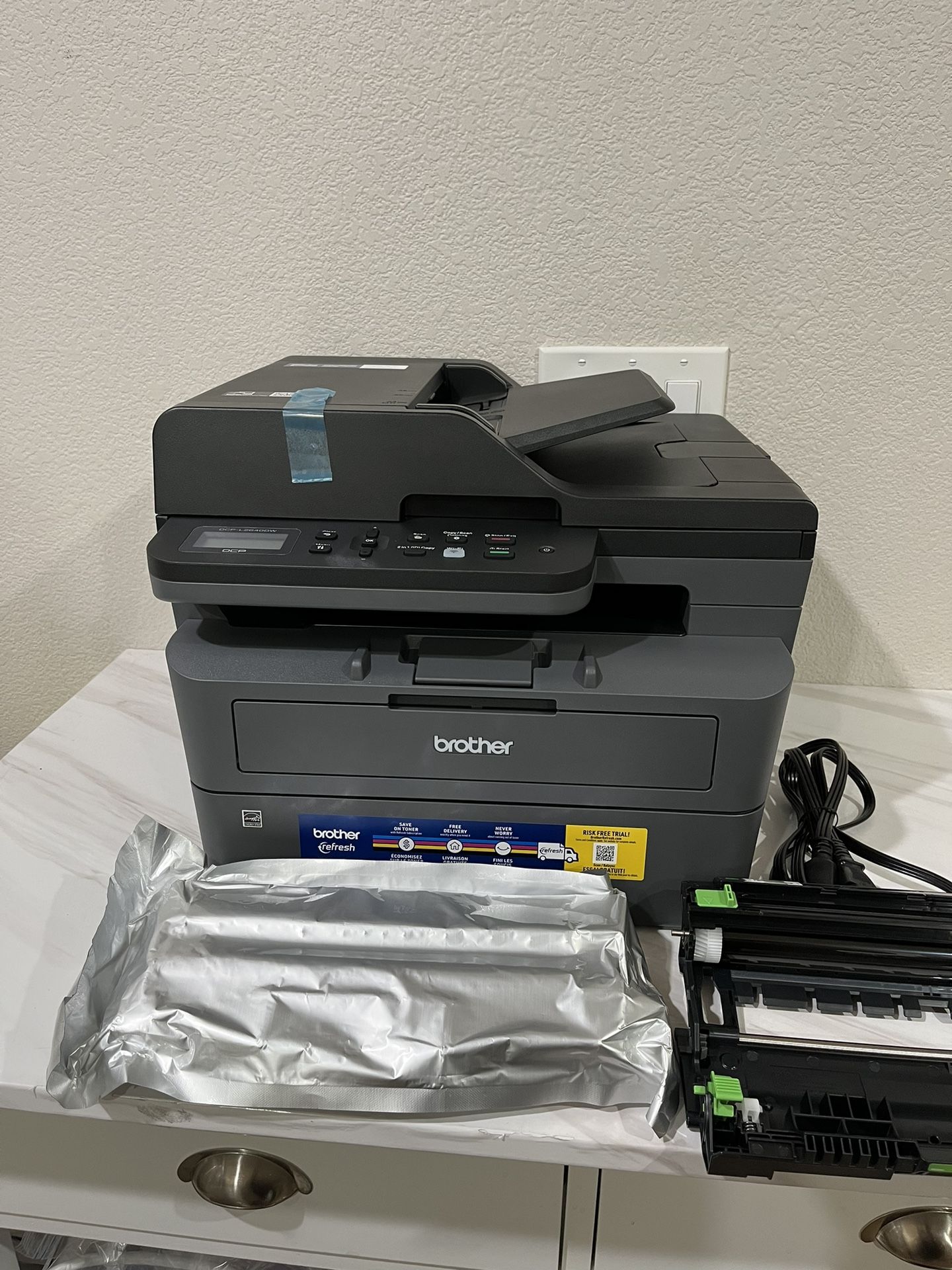 Brother DCP-L2640DW Wireless Compact Monochrome Multi-Function Laser Printer (Open Box, factory refurbished with new ink)
