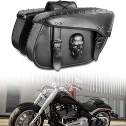 Motorcycle Saddlebags 32L Large Capacity PU Leather Side Saddle Bags Waterproof Hard Saddle Bags Universal for Harley Honda Yamaha Bobber Sixty Kawasa