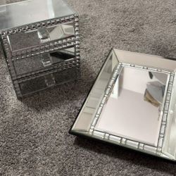 matching jewelry box and perfume tray