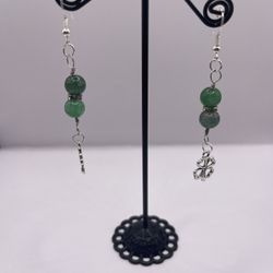 One Of A Kind Four Leaf Clover Dangly Earrings