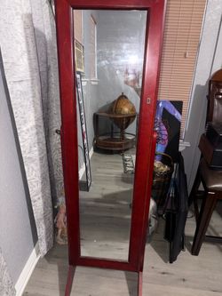 Antique, Dark wood Standing Jewelry Case