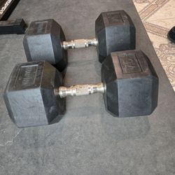 75lb Rubber Hex Dumbbells