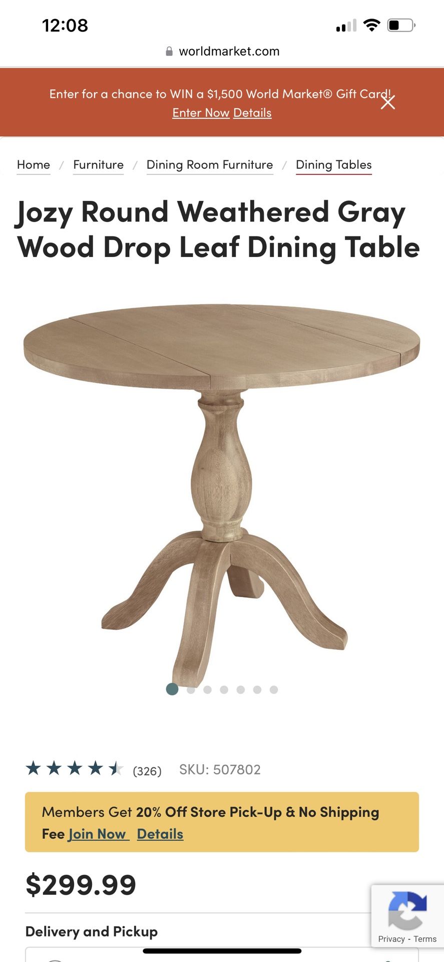 World market on sale jozy table