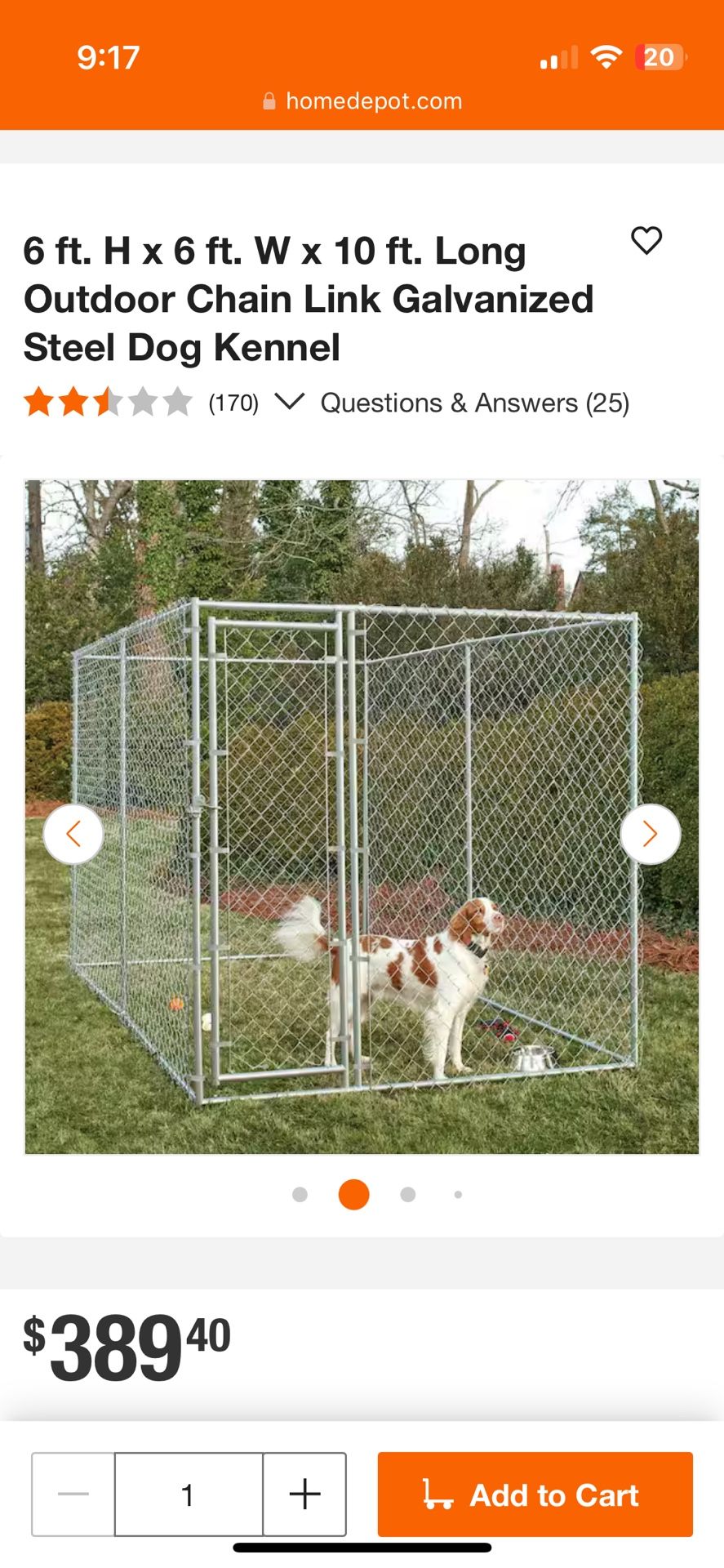 (NIB) 10’x6’x6’ CHAIN LINK PET KENNEL