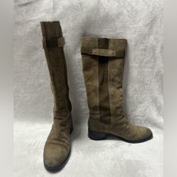 Women’s Franco Sarto brown suede leather Tall knee high low block heel Boots 7.5