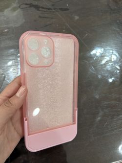 pink iphone case transparent case and hidden holder 