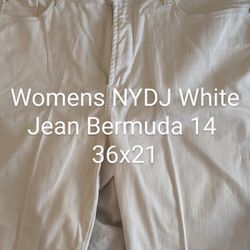 NEW Womens NYJD 14 White Bermuda Shorts With Lift And Tuck Technology. 98% Cotton, 2% Elastane, 5 Pocket, Waist 36", length 21" $69 Retail