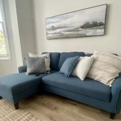 Blue Modern Jarreau Sleeper Chaise 83” Sectional Sofa by Ashley