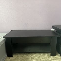 Black lift coffee table with hidden storage, 38.6 in
