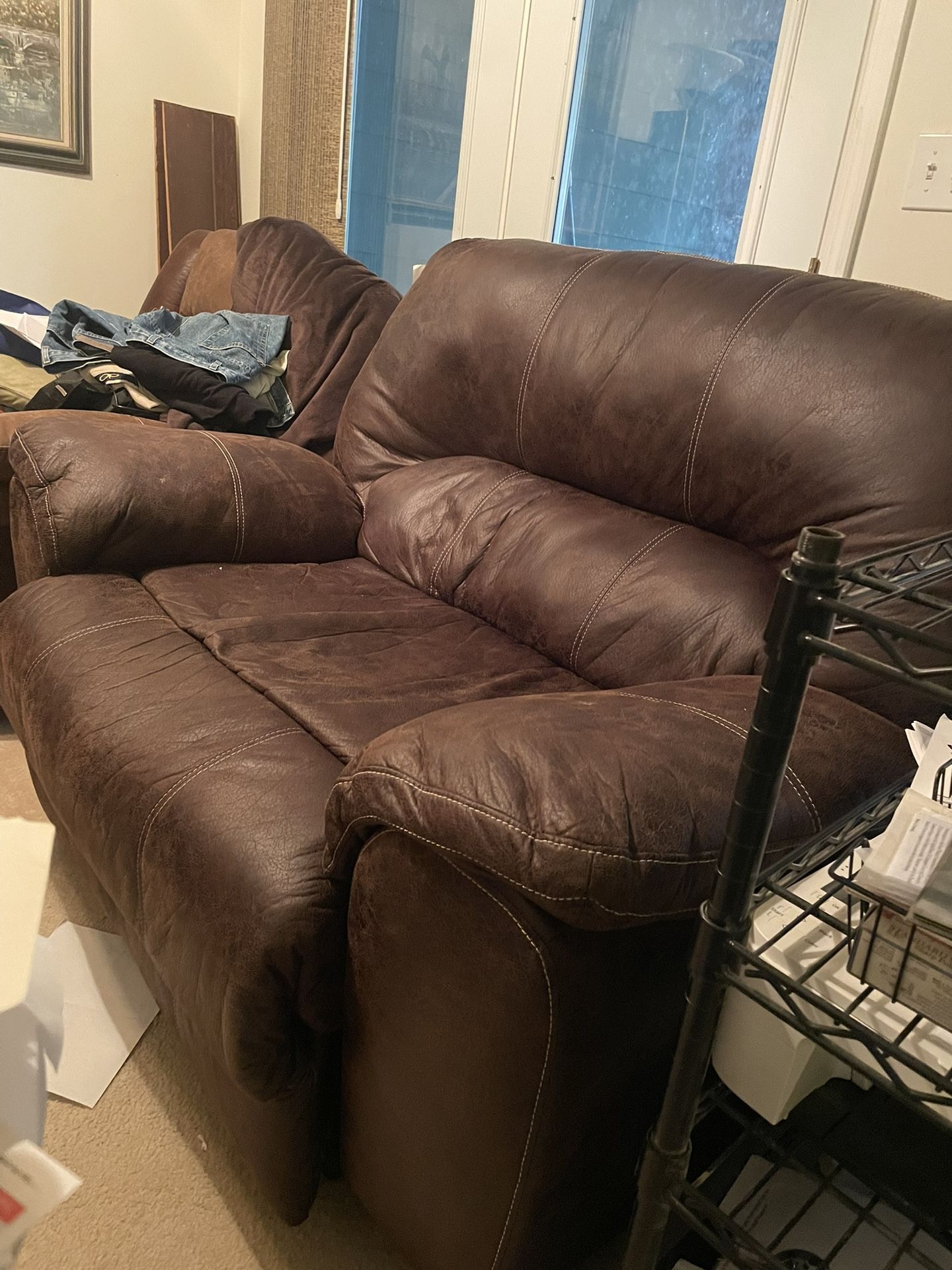 Brown Leather Love Seat