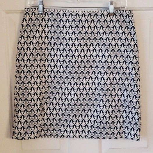 Talbots Petite: Navy & White Pencil Skirt Size: 8P