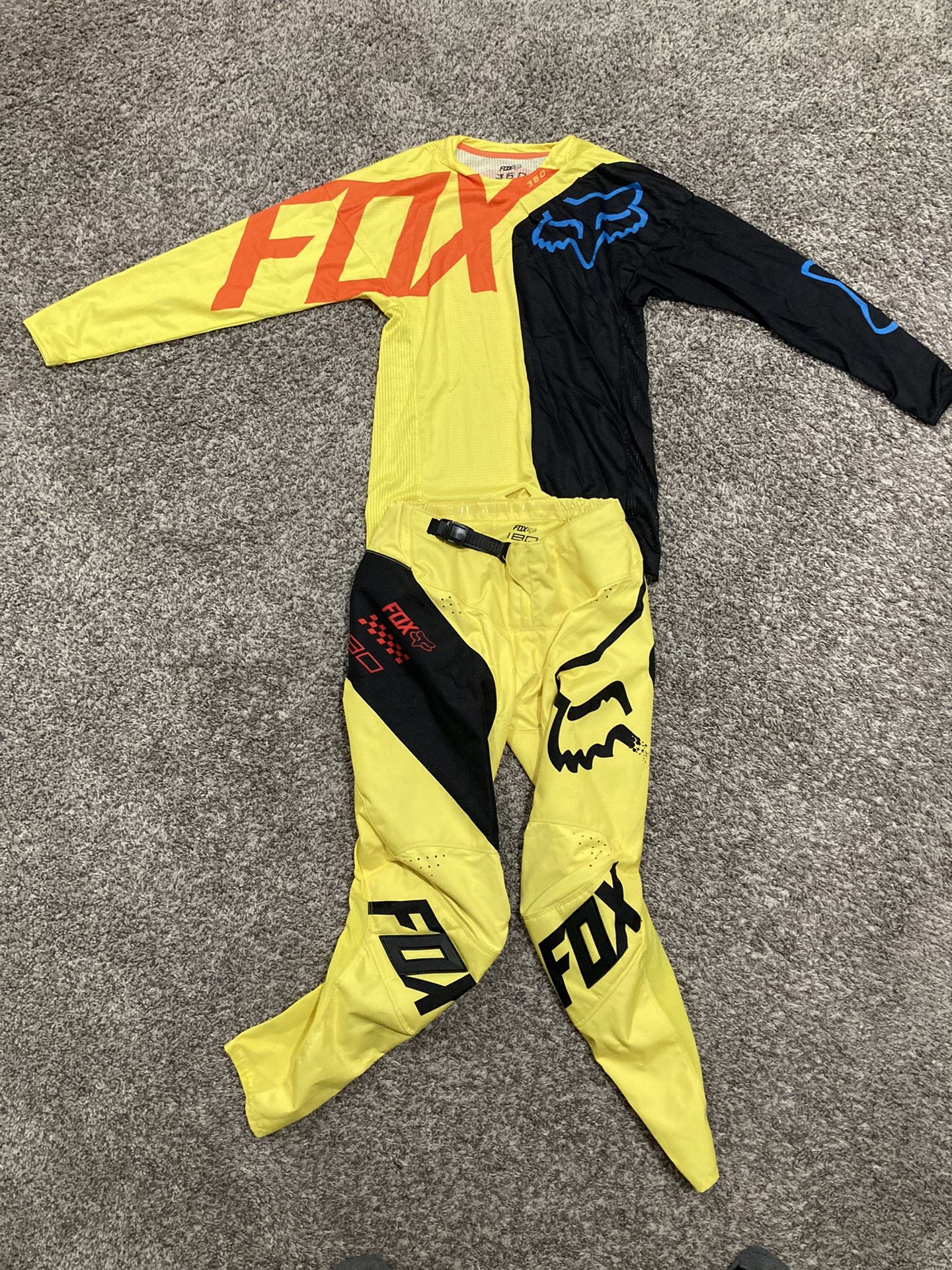 Fox Racing 360 Preme Motocross Jersey & Pants Black Yellow Kit