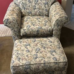 Floral Chair And Ottoman 