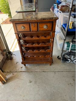 Granite and Wood wine rack with drawer
