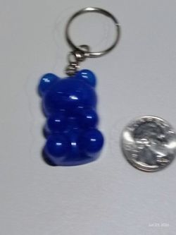 Sapphire gummy bear keychain