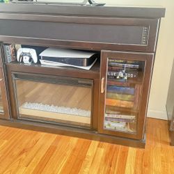 Fireplace With Bluetooth Speaker TV Stand