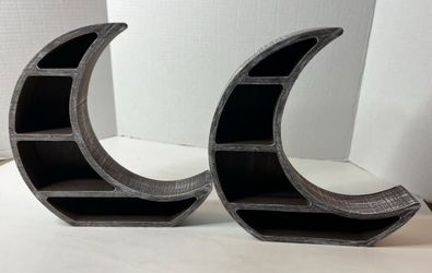 Farmlyn Creek 2 Pieces Wooden Moon Shelf Rustic Wall Decor 10”x 10” x 2”