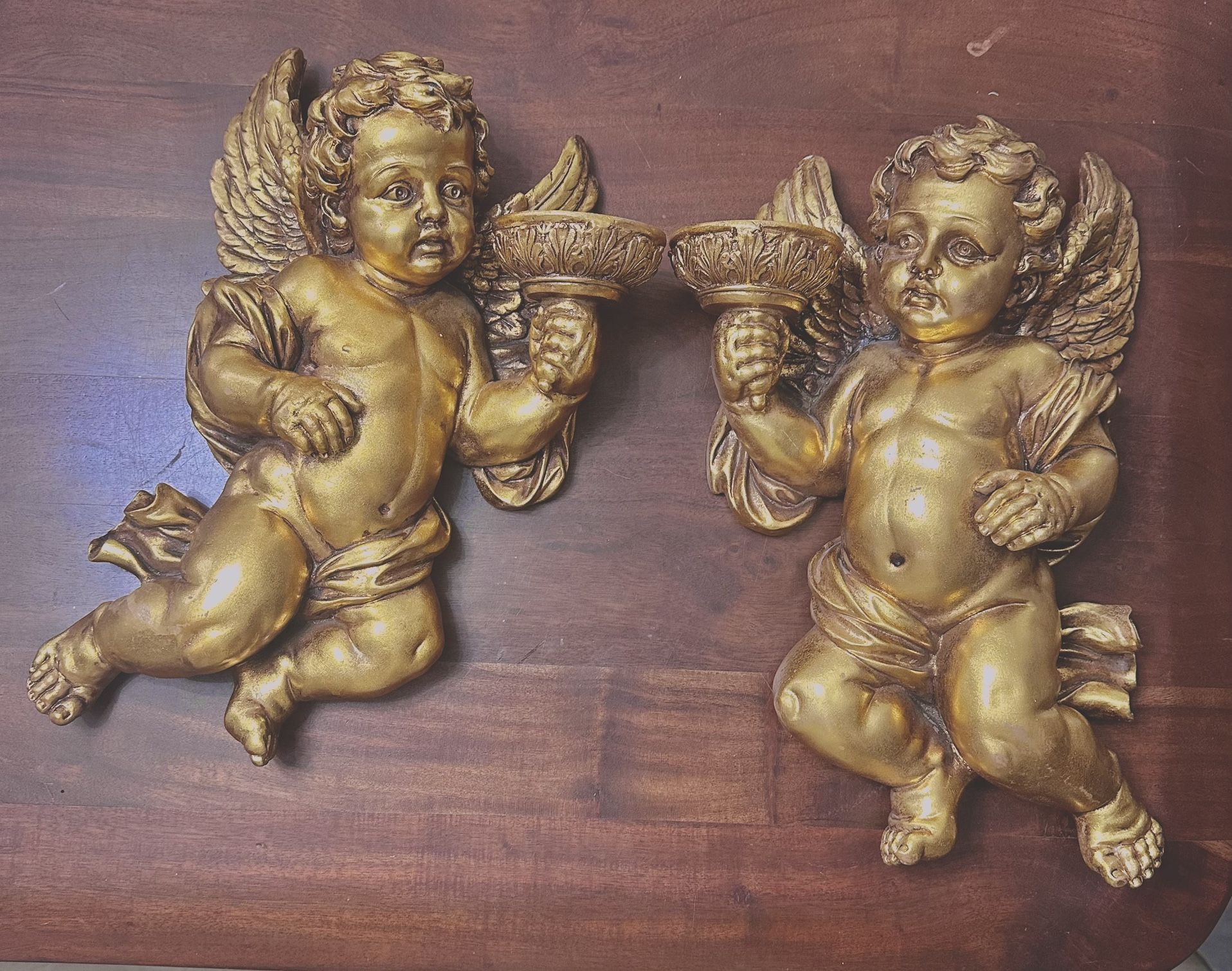 Gold Cherub 3” Candle Holder Wall Mounted 