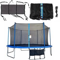 Trampoline Net Replacement for 6 Straight Poles - 14FT 15FT Round Frame Safety Nets - Weather-Resistant Trampoline Netting Replacement with Adjustable