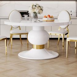 Round White Dining Table With Chairs
