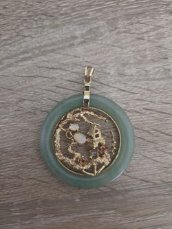 Gold Plated Jade Pendant