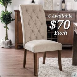 Beige Scrolled Back Dining Chairs 
