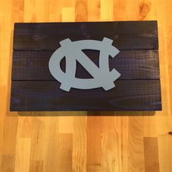 UNC Tar Heels Wood Sign Carolina Blue On Navy