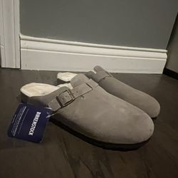 Birkenstock Clogs Boston Shearling, Suede Leather, Size 10