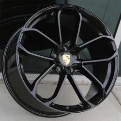 A set(4) 2212 21x9.5/21x11 5x130 ET+46/+58mm Satin Black Wheels Porsche Cayenne Panamera