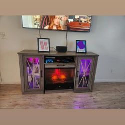 Tv Stand w/LED lights & Fireplace