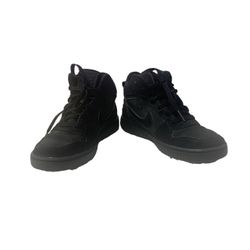Nike Full Black Suede Court Borough Mid Lace Up Running Trainer Youth 4.5 Shoes