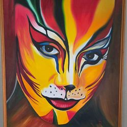 Large Peter Keys "Always sees you" oil on canvas