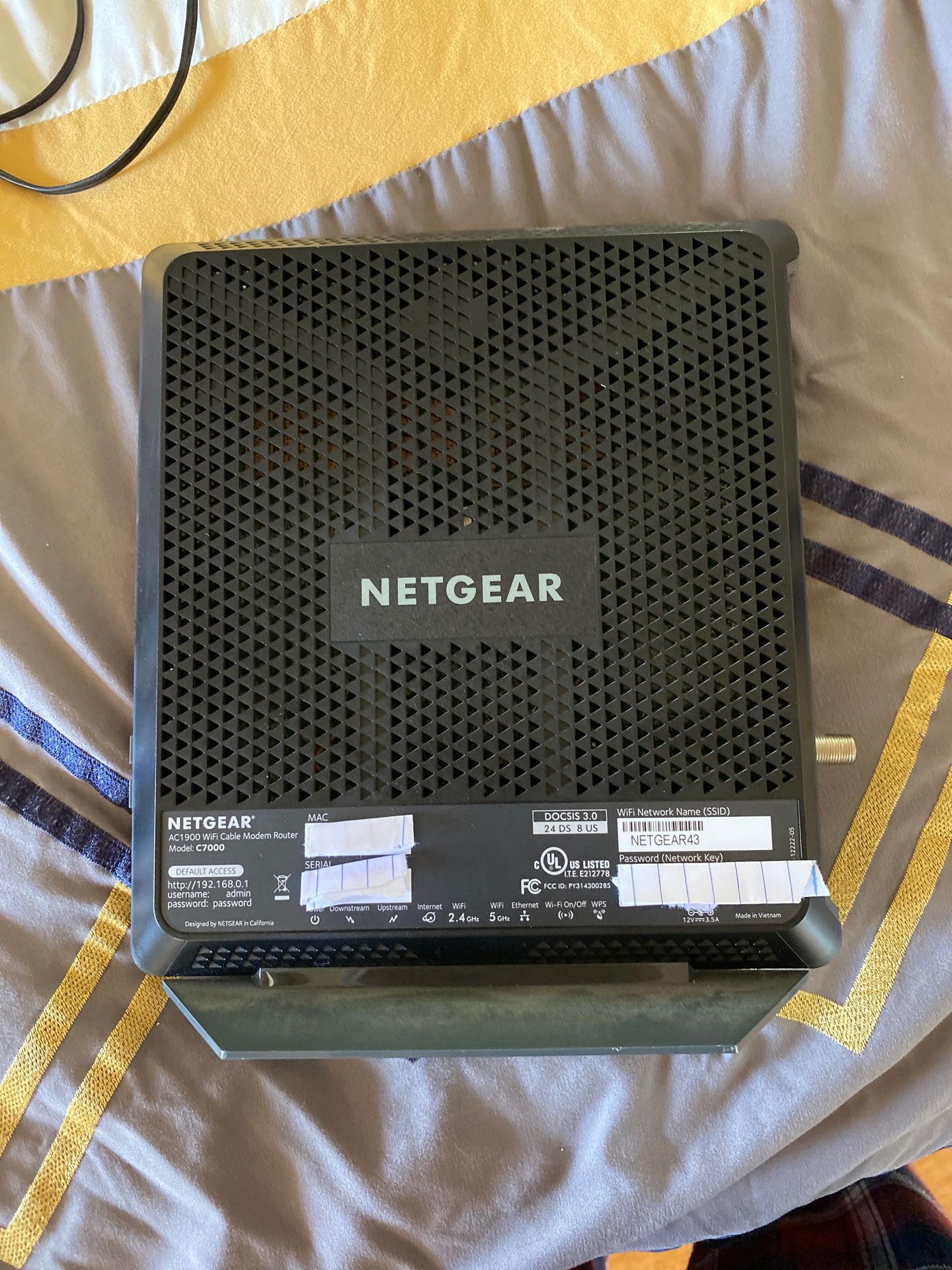 Netgear Nighthawk C7000 AC1900 WiFi Modem Router