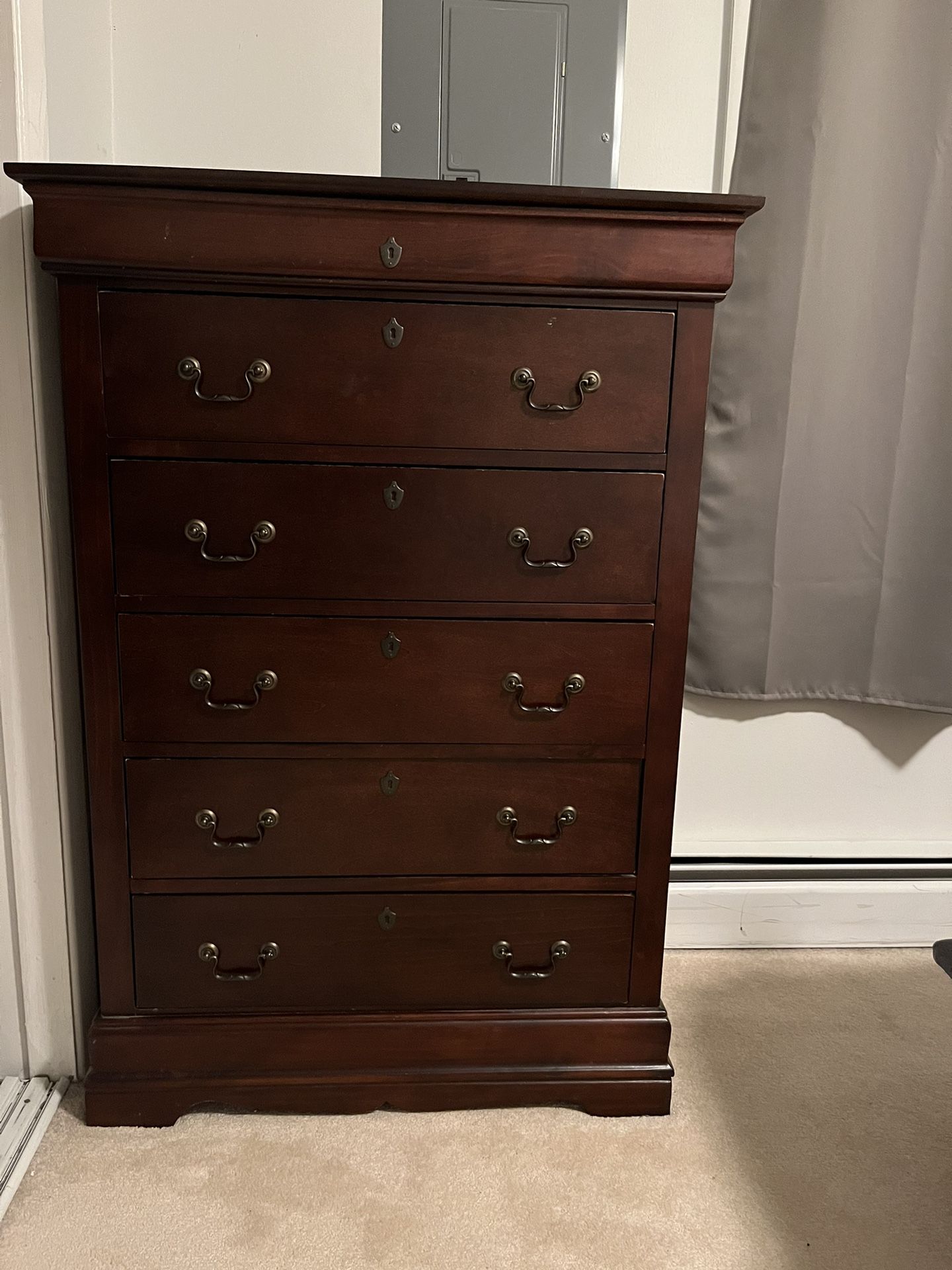 Real Wood Cherry Neo Classic 5-Drawer Chest Dresser