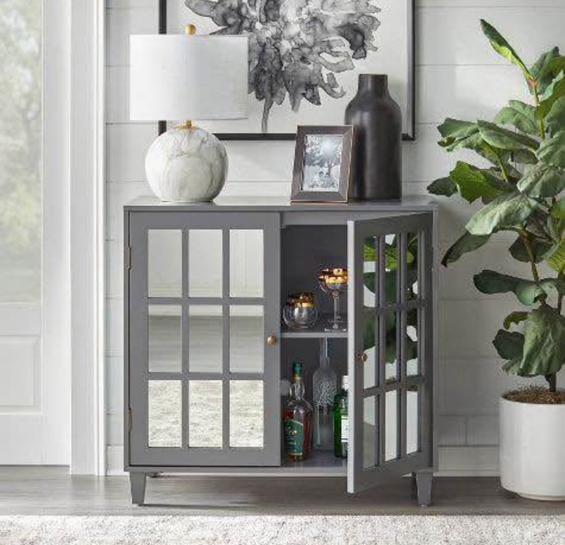 New Grey Storage Buffet Server Entryway Cabinet