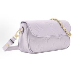 LOUIS VUITTON ON CHAIN IVY BRAND LOGO METAL PARTS Embossed grained cow leather cross-body shoulder bag women's dreamy(p469)72