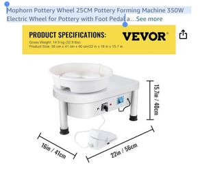 Mophorn Pottery Wheel 25CM Pottery Forming Machine 350W Electric Wheel for Pottery with Foot Pedal