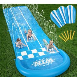 Jasonwell Slip and Water Slide - 20Ft Heavy Duty Lawn Slip Waterslide for Kids Adults with Splash Sprinkler N 3 Bodyboards Backyard Summer Outside Out