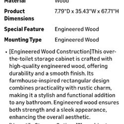 Over The Toilet Storage Cabinet/Color Gray /