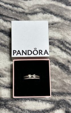 Pandora Sparkling Clear Bow Ring Gold Set