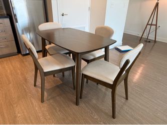 Wood dining table and 4 chairs set