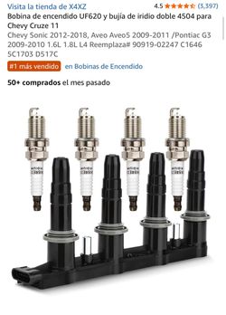 X4XZ UF620 Ignition Coil & 4504 Iridium Spark Plugs Chevy Cruze Sonic Aveo