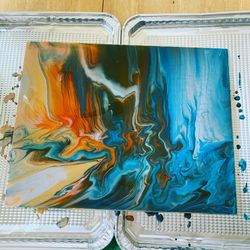 Fire An Ice , Acrylic Pour Paint