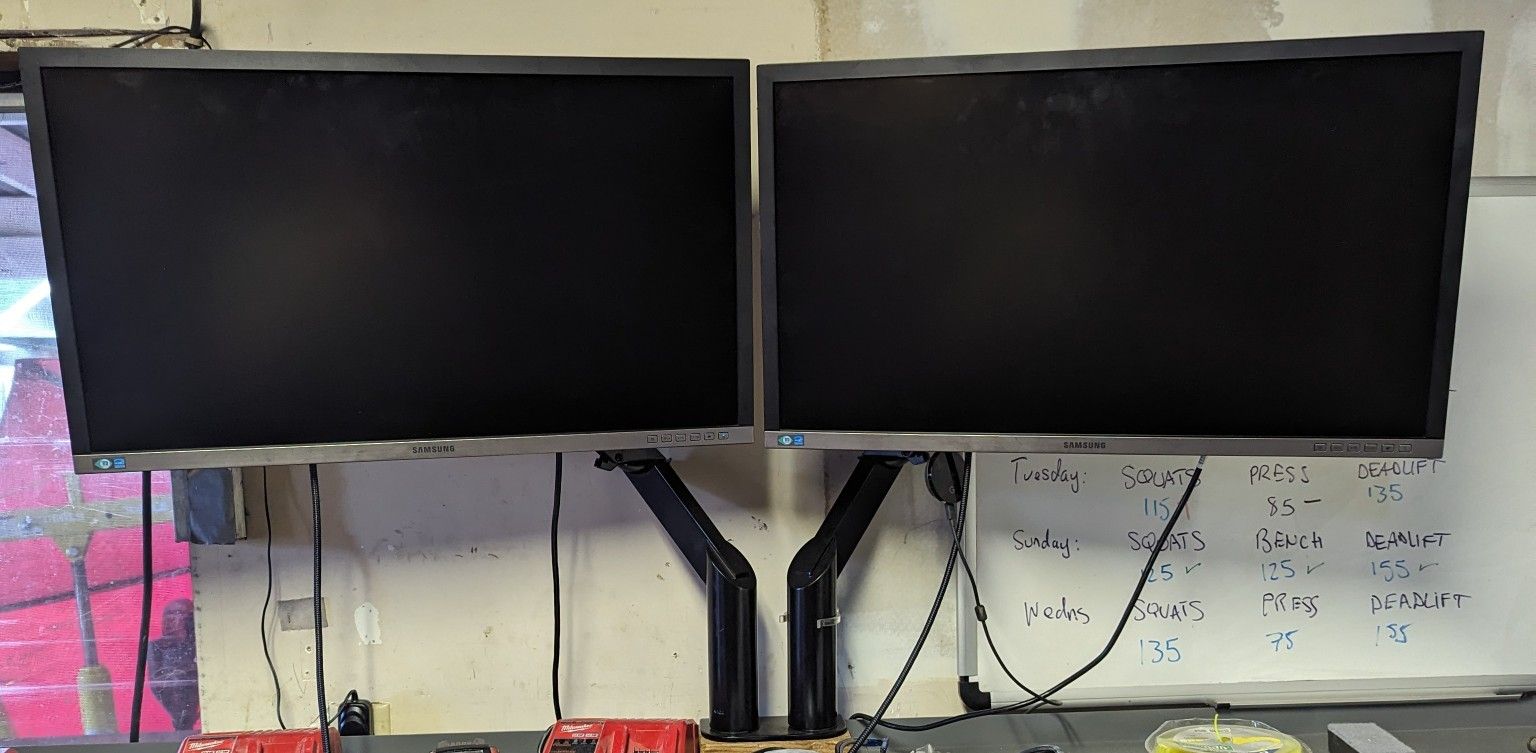 2 Samsung 28" Computer Monitors With Arms