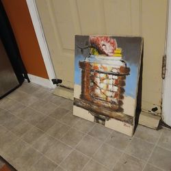 Oil painting (flower on top of chimney)