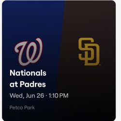 Padres vs Nationals  Wednesday June 26th @ 1:10PM - 2 Tix