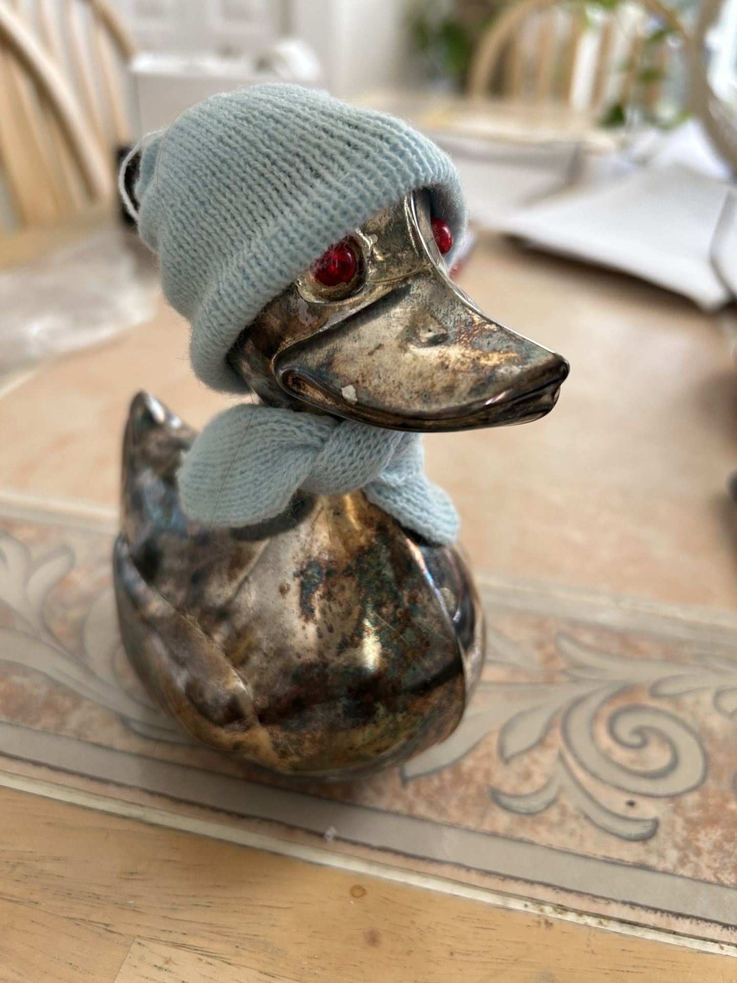 Silver plated duck bank